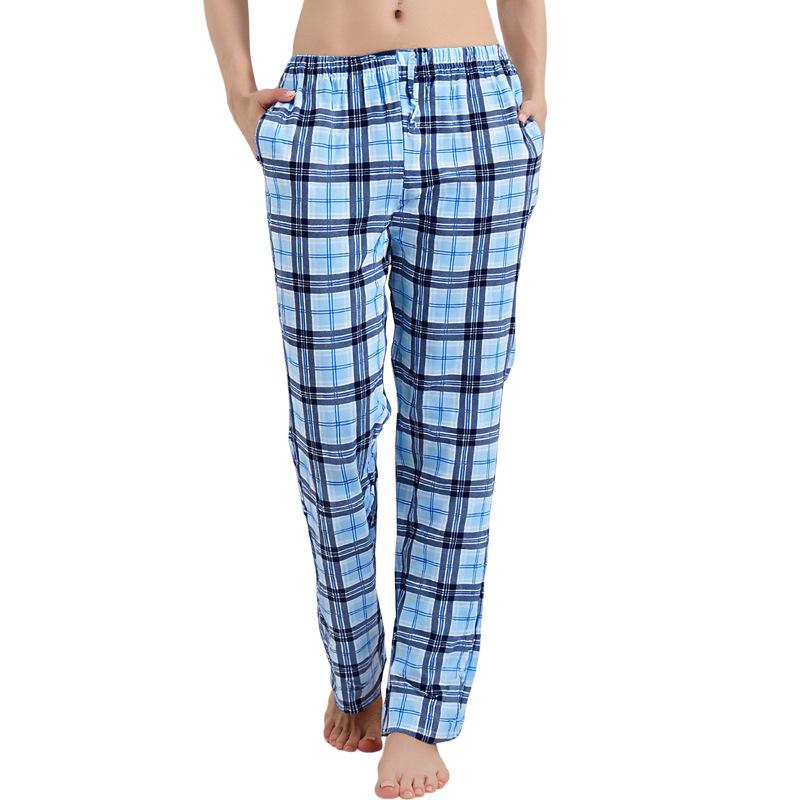 European and American Women's Plaid Print Casual Sleep Pants - Drawstring Loose Fit