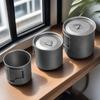 220ml-550ml Titanbecher Outdoor Titan Campingbecher mit Deckel Camping Kaffeetasse mit klappbarem Griff Titan Topf zum Wandern