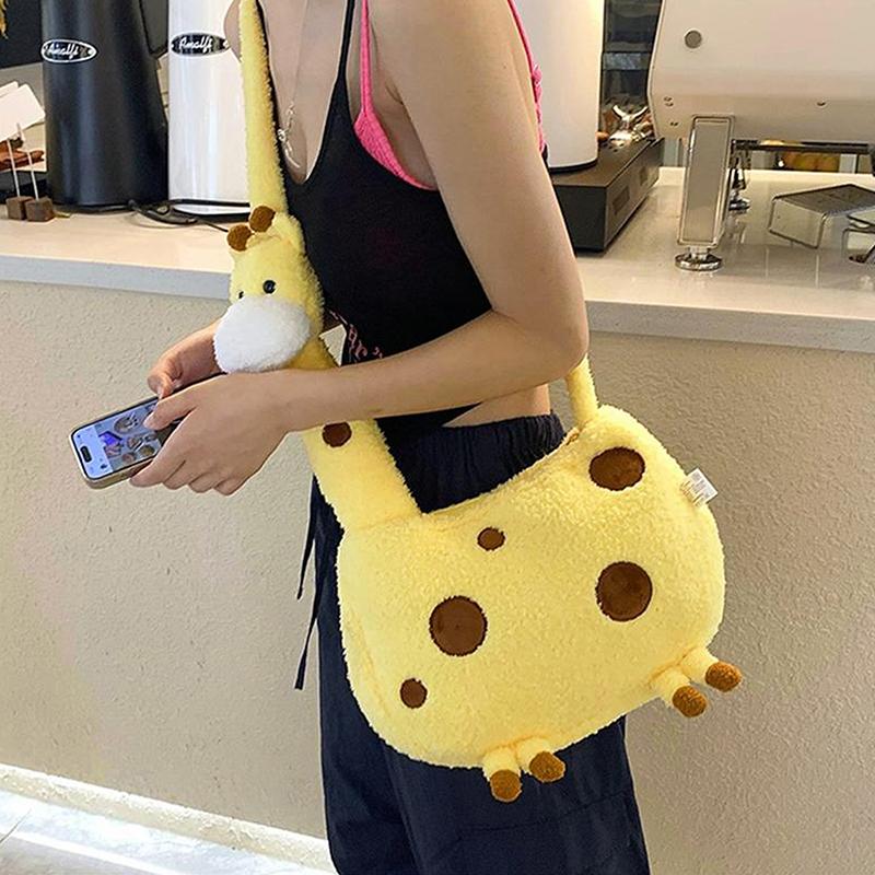 

Trendy Cute Giraffe Plush Doll Cartoon Animal Large Capacity Crossbody Bag Shoulder Bag Cosmetic Bags Girly Heart Backpack Gifts жовтий