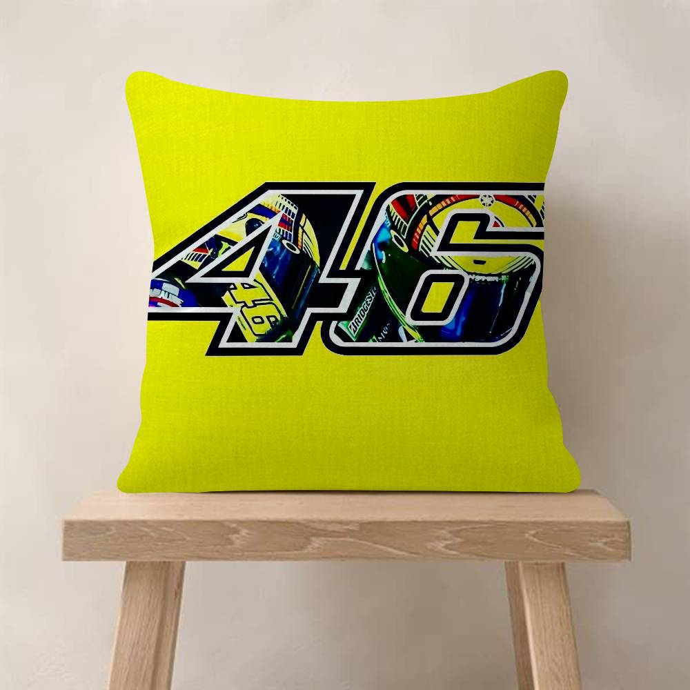 Housses de Coussin V-Valentino Moto Gp R-Rossi 46 Dessin Animé Décoratif Canapé Maison Impression Double Face Court Peluche Mignon Housse de Coussin 30x30cm