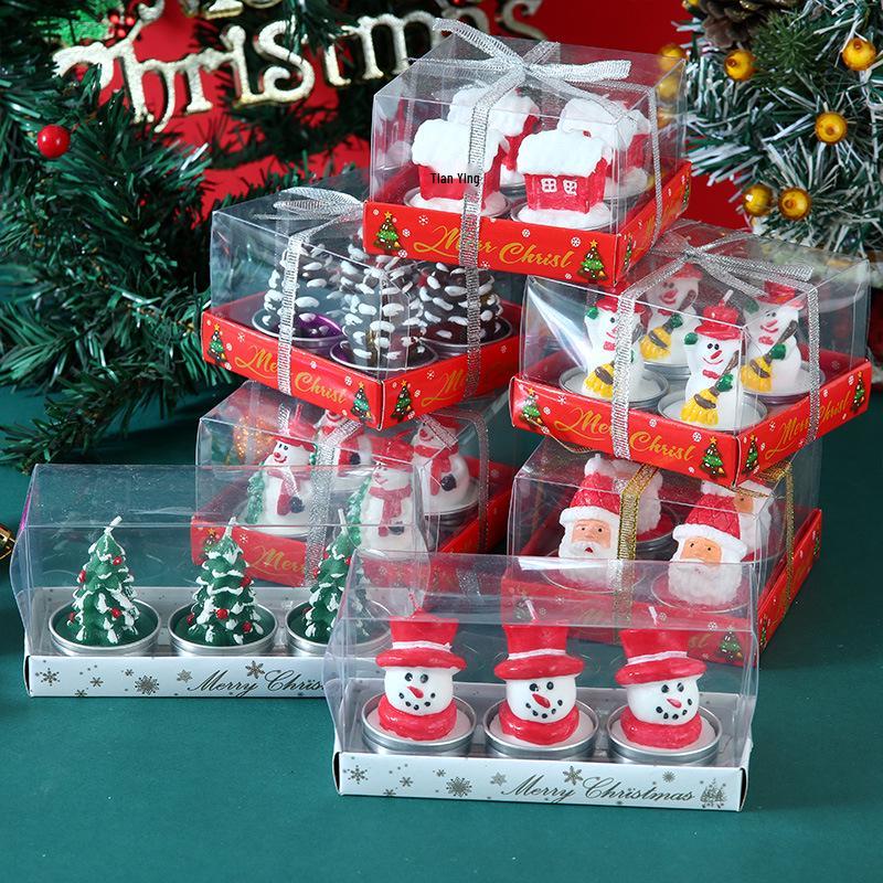 Christmas Eve Candle Set: Old Man, Tree, Snowman Ornaments for Romantic Candlelight Dinner & Christmas Decorations