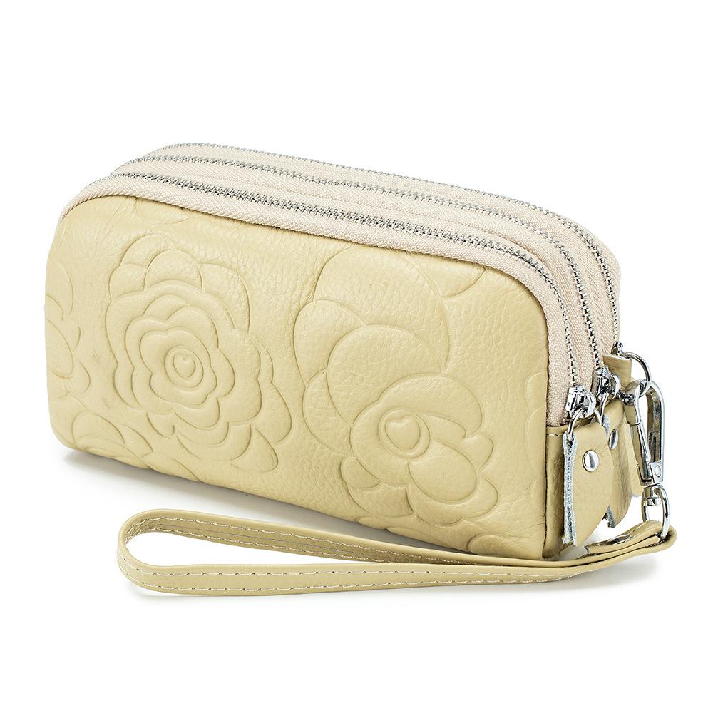 Genuine Leather Wallet Handbags For Women Embossing Process Rectangle Small Luxury Designer Female Messenger Purse