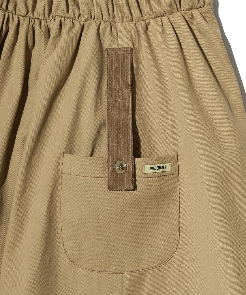 Peace Maker Corduroy Point Cotton Work Midi Skirt (Beige)