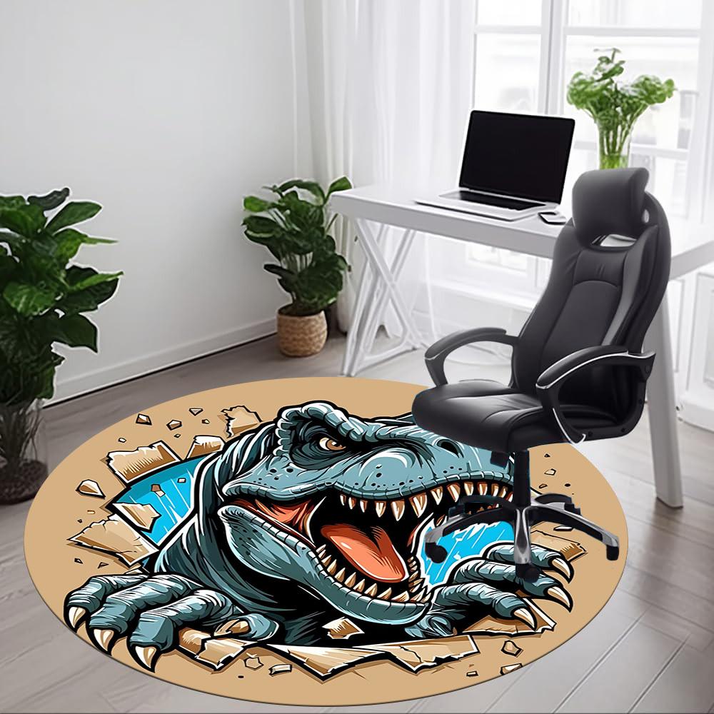 1pc Dino Breakthrough Office Round Area Rug, Under Office Chairs Bedroom Living Room Home Decor, Room Deco, Available in Various Sizes
