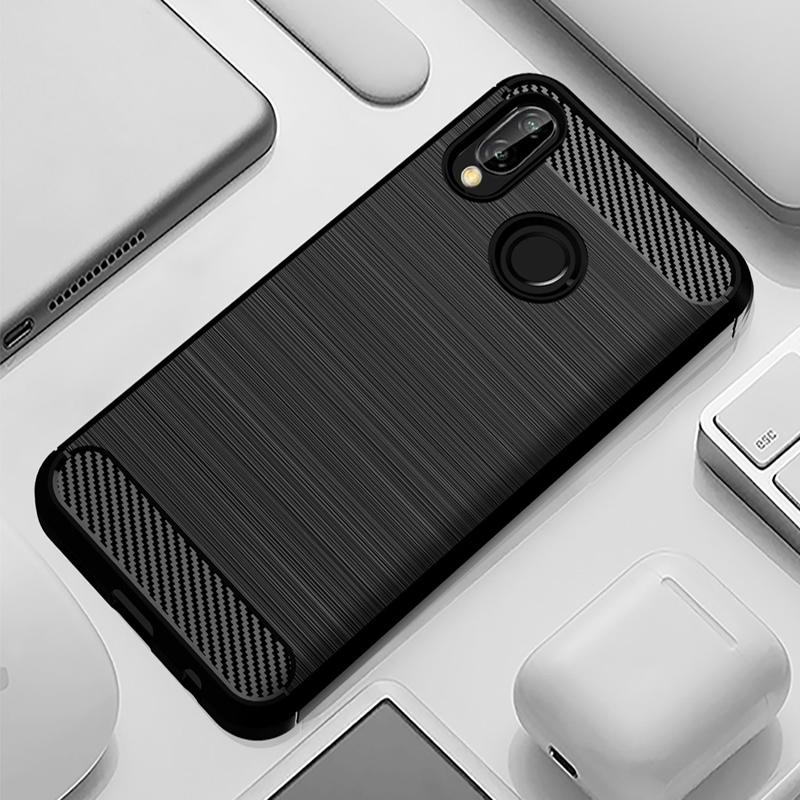 Shockproof Silicone Case for Huawei P20 Lite Brushed Carbon Fiber Phone Case for P20lite Huawei Soft Back Cover