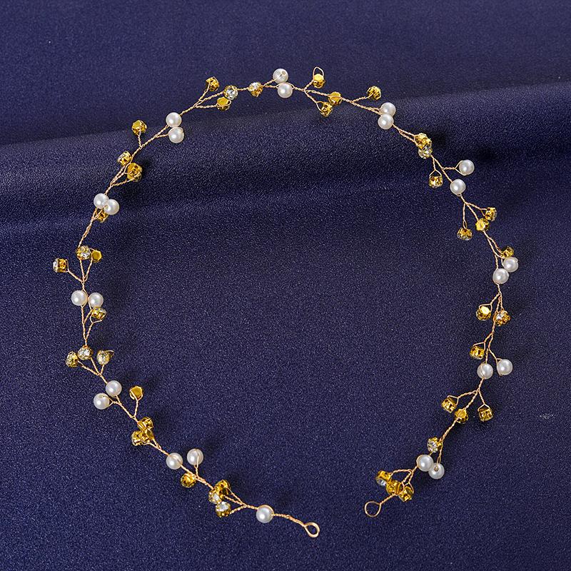 Gold Color Flower Leaf Hairband Tiara For Women Party Crystal Pearl Headband Bridal Wedding Hair Accessories Jewelry Comb Band