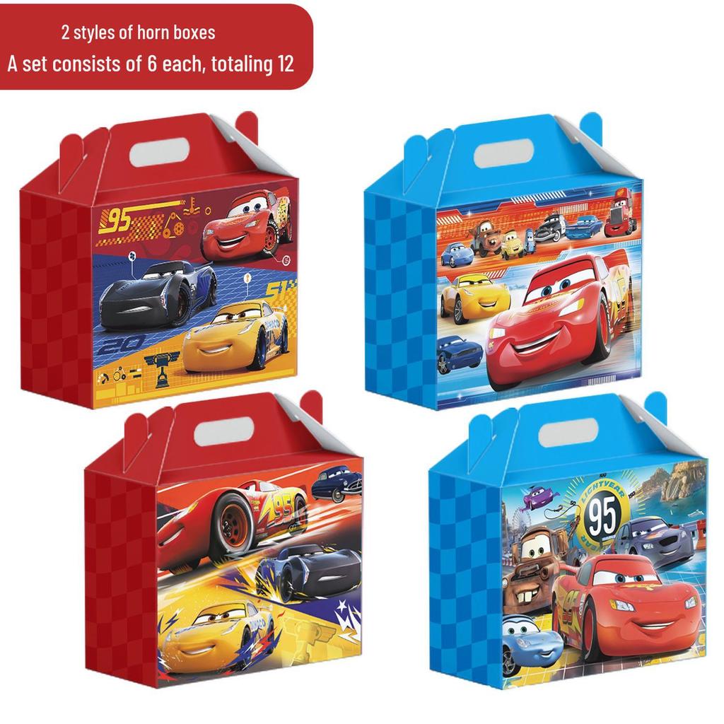 Scatole Regalo Caramelle e Trombe di Carta a Tema Compleanno Auto Disponibili