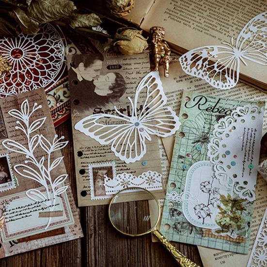 10Pcs/Set Scrapbooking Pad Lace Pattern Easy To Use Lightweight Craft Material Journaling Paper for Home