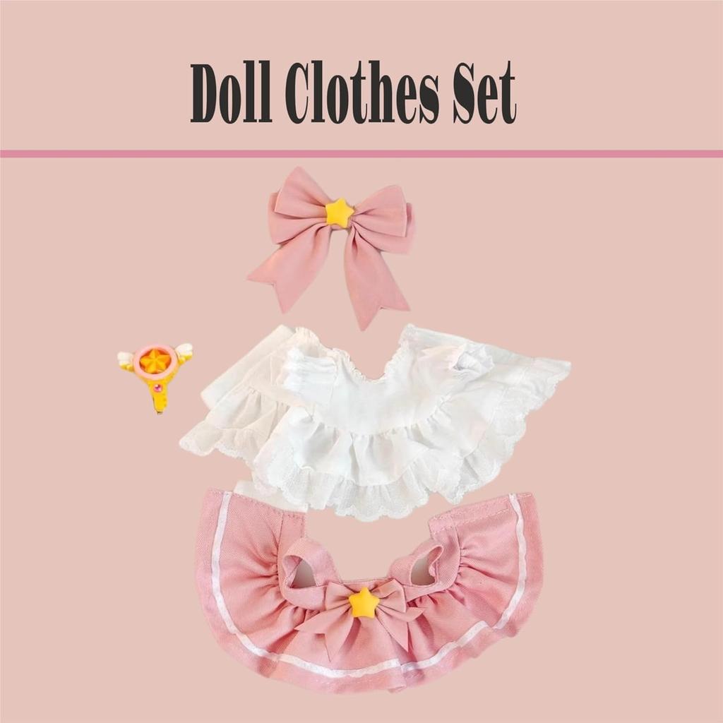 Doll Clothes Compatitable with Labubu 6.7 Inches Cute Doll Dress Up Clothes Doll Accessories for Labubu Plush Doll(NO Doll)
