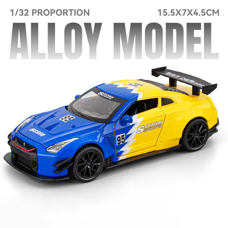 JDM 1:32 Nissan GTR R35 Skyline Ares Aleación Metal Fundición a Presión Modelo de Coche Decoración del Hogar y Adornos para Escritorio de Ordenador Regalo de Vacaciones