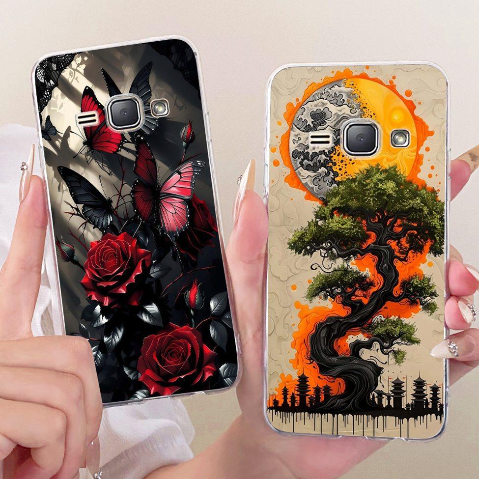 Clear For Samsung J1 2016 Case Cover Cute Cat Fashion Butterfly Funny Painted Casing For Samsung Galaxy J1 2016 SM-J120F