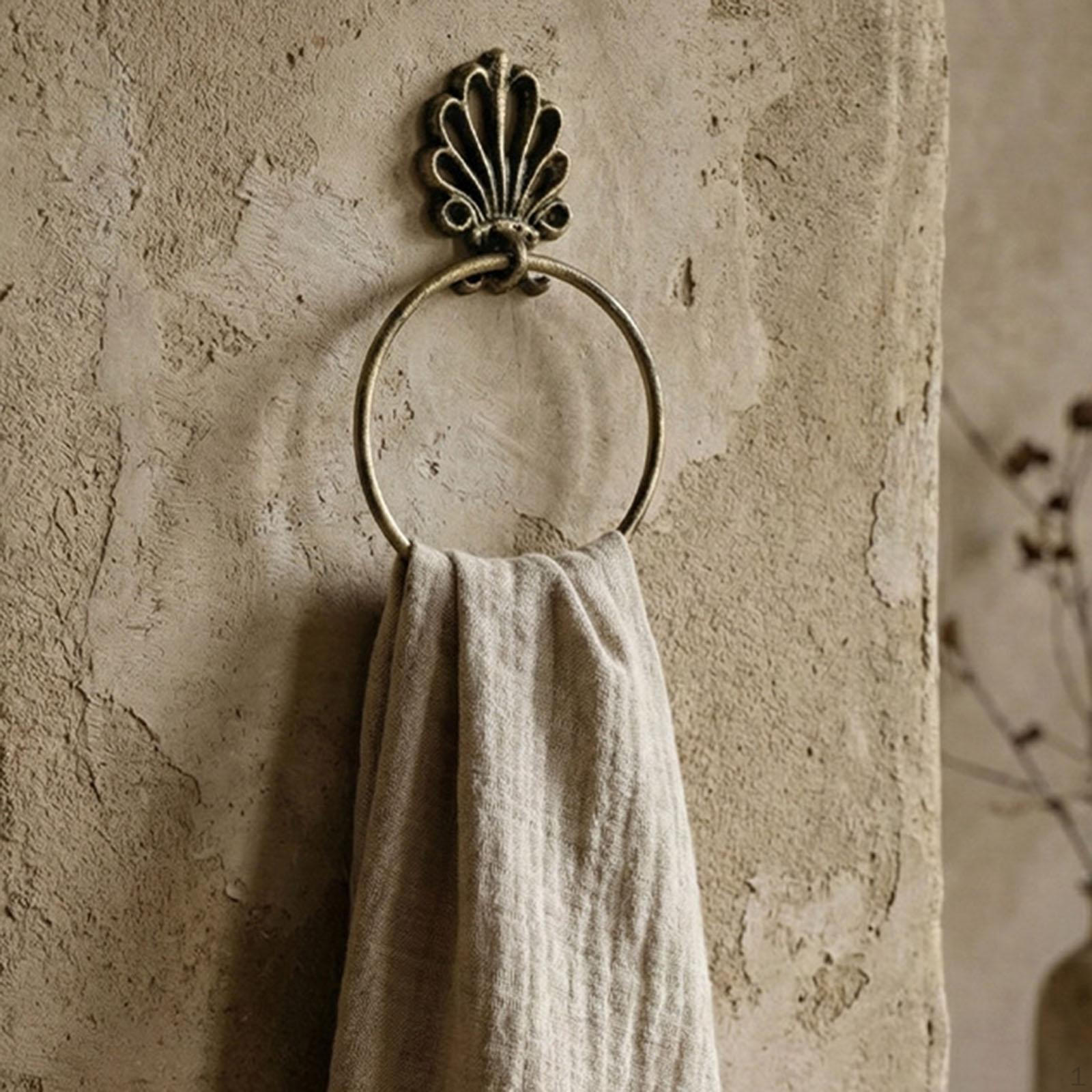 

Towel Holder Rings Heavy Duty Easy to Install Iron Art Unique Wall Mount