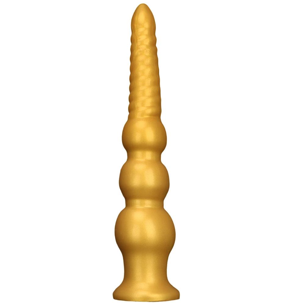 Extra Large Gold Silicone Threaded Vibrator Anal Plug Anal Diverter Dildo Sex Toy Realistic Penis Big Dick