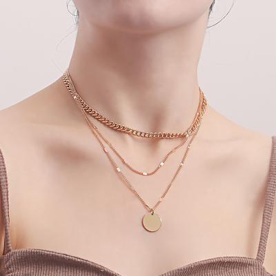 Europe, America, Punk Geometry Disc Pendant Necklace Female Niche Design Sense Light Luxury Choker Wholesale