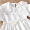 Girls Summer Solid White Princess Dress With Petal Collar Stylish Baby Girl Party Dress Elegant Short Sleeve Sundress For Kids