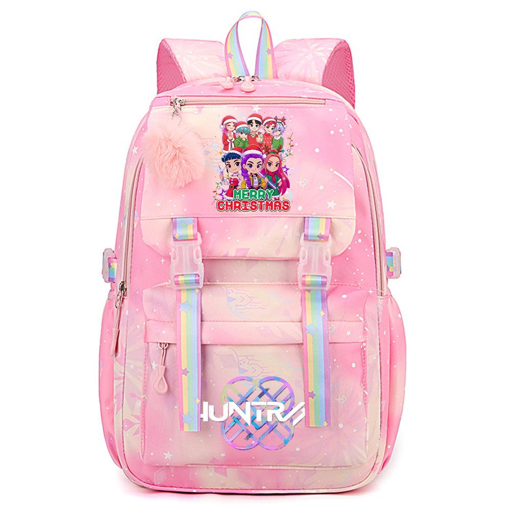 Cartoon Weihnachten KPop Dämonenjäger Bedruckter Rucksack mit großem Fassungsvermögen, wasserdicht, für Teenager, Schüler, Mädchen, Jungen, Schultasche, Bücherrucksack, Damen, wasserdichte Reisetasche