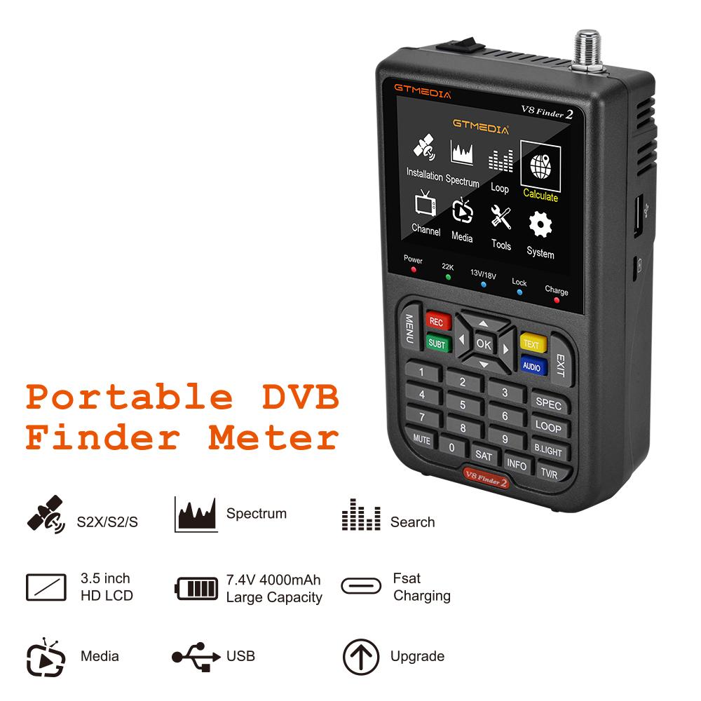 GTMEDIA V8 Finder 2 Handheld Satellite Meter DVB S2/S2X Signal Tester for Dish Alignment