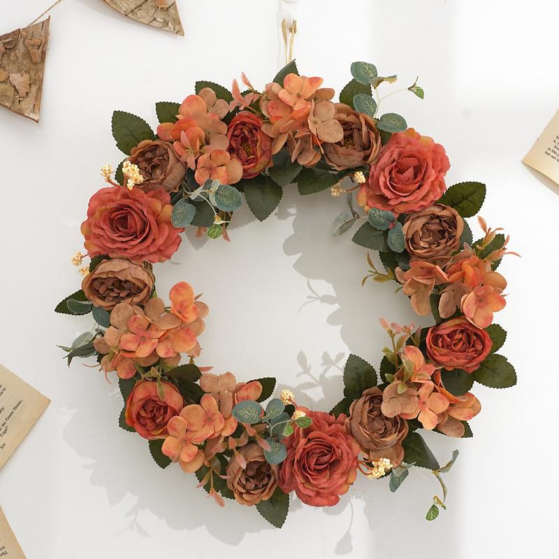 Fall Faux Peony Colors Silk Flower Garland For Festive Wall And Door Decorations