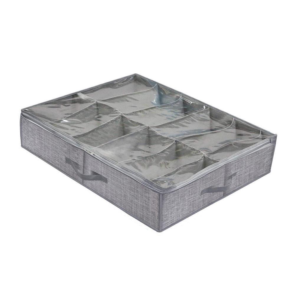 Under Bed Shoe Storage Box 12 to 16 pairs Shoes Organizer for Closet Underbed Shoe Containers with Clear Cover