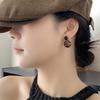 Retro Leopard Print Round Bead Earrings: Elegant Two-Way Wear Studs with a High-End Feel