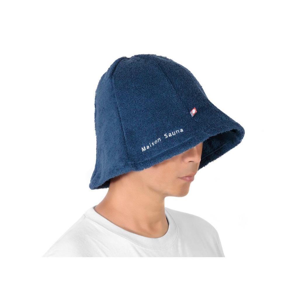 Sauna Hat Imabari Towel Prevents Hair Damage Deep Rash Easy To Wash Large Stylish Gift Tulip Hat [Maison Sauna] [Breathe Easier] Men's Women's (Navy)