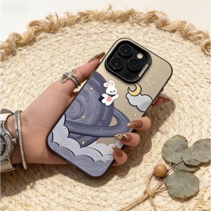 Planet Bunny Phone Case For IPhone 15 17 17Air 14 13 12 11 Pro Max Plus 7 8 16E Transparent Shockproof Case Hard Cover
