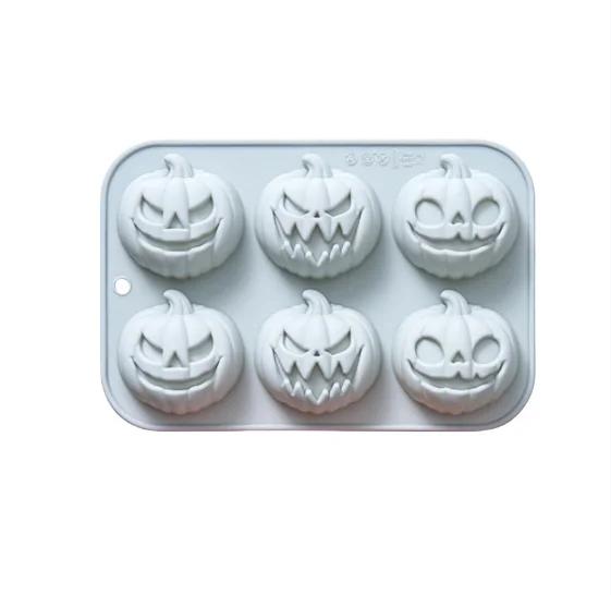 6-in-3 Pumpkin Shaped Silicone Mold Halloween Cake Mold Handmade Soap Chocolate Mold Used for Halloween Decoration