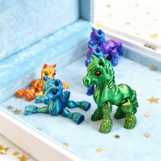 3D-gedrucktes Pferdeornament Niedliche bewegliche Pferdefigur Flexibles Tier-Fidget-Spielzeug für interaktives Spielen, Stressabbau und zur Ausstellung