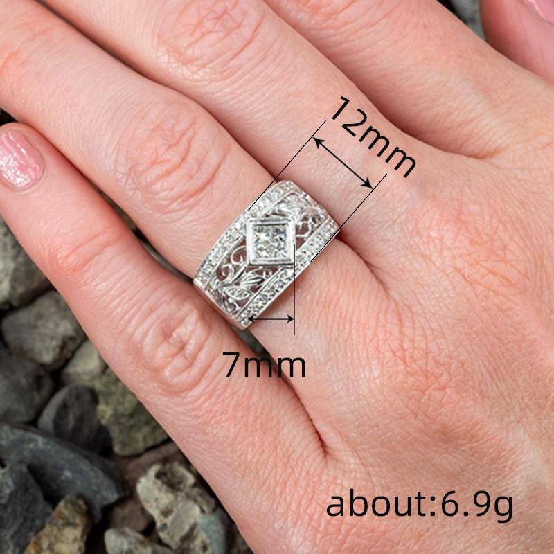 Sterling  Wedding Rings for Women Hollow Floral Pattern Luxury CZ Female Rings Party Gift New Trendy Jewelry