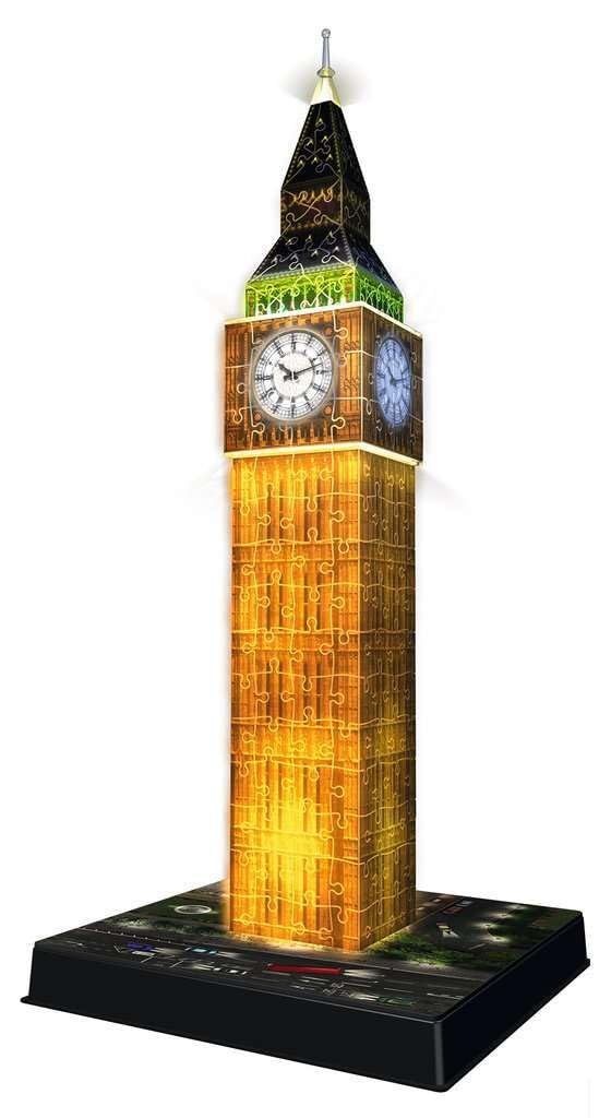 Ravensburger 3D Puzzle Big Ben Night Edition 216 Pieces Finished Height 44cm 12588 3 Recommended 3D Gift Size Age 10+ [Puzzle, Puzzle,