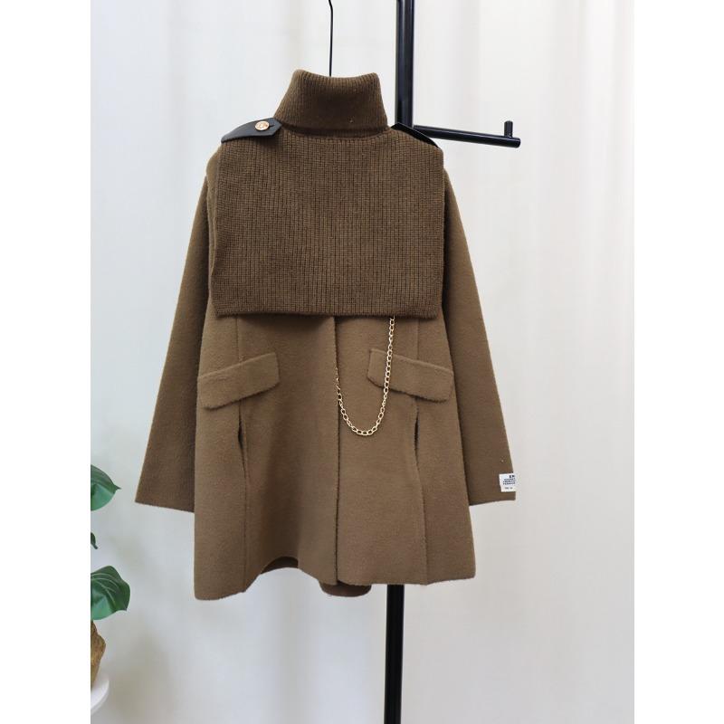 2025 autumn and winter new removable shawl knitted double-sided woolen coat cardigan two-piece set femininity sweater jacket
