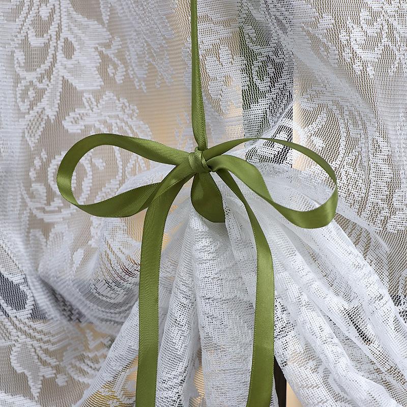 1Pc No-drill Simple White French Style Polyester Rustic Style Lace Curtains