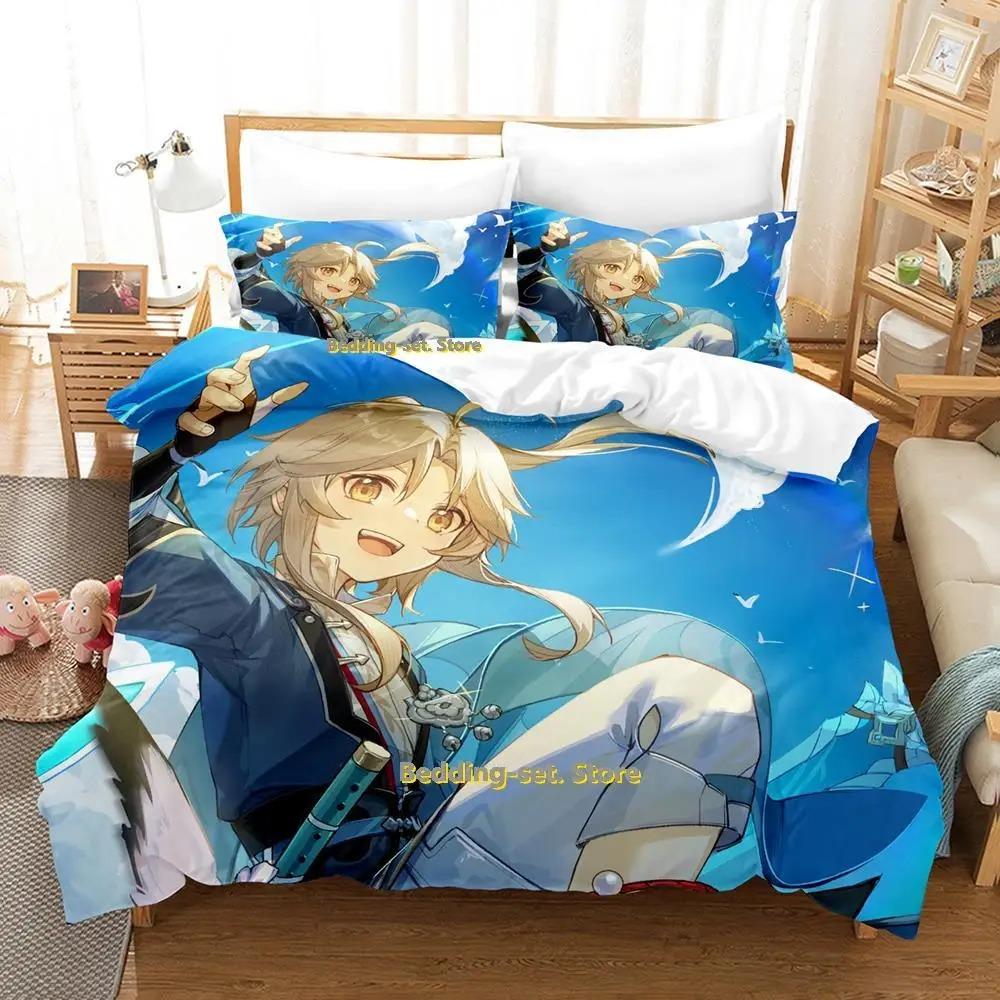

Новый комплект постельного белья Honkai Star Rail из трех предметов с рисунком из мультфильма «Аниме» для взрослых и детей, набор пододеяльников для спальни 3D Kawaii Game roupa de cama 70x133cm 2pcs
