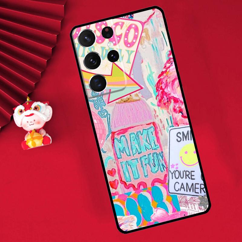 

Preppy Collage Make It Fun Case For Samsung Galaxy S26 S25 S24 Ultra S21 S20 S22 S23 Ultra S10 Plus S25 FE Cover Funda Galaxy S26 Plus