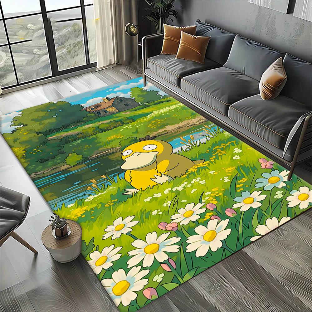 3D Cool P-Psyduck-S Cartoon Anime Carpet Rug Art for Room Decor Sofa Christmas Halloween Gifts Game Area Rug Non-slip Floor Mat