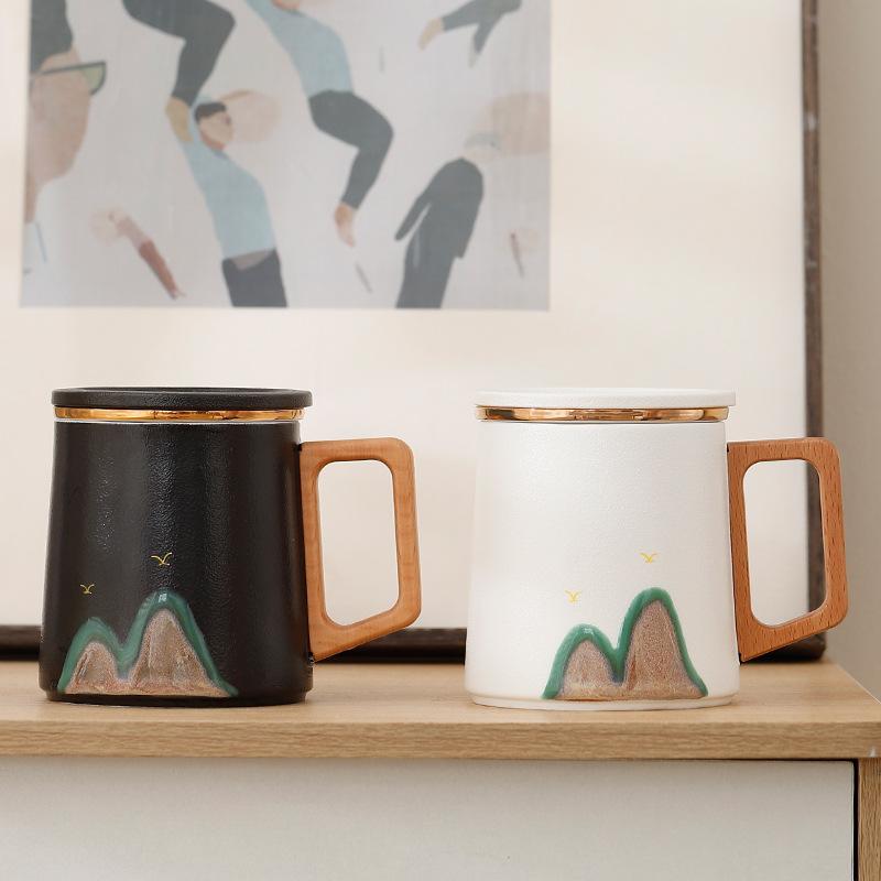 Guochao Jiangshan Ceramic Tea Separation Tea Cup Personal Office Tea Ceremony Cup High-End Gift Box Water Cup