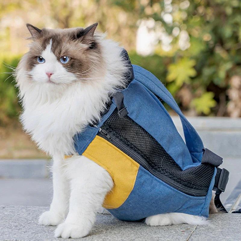 Portable Travel Pet Bag Cat Carrying Bag Design Cat Carrier Bag Cotton Canvas Backpack for Kitty Cat Supplies Cat Carrier
