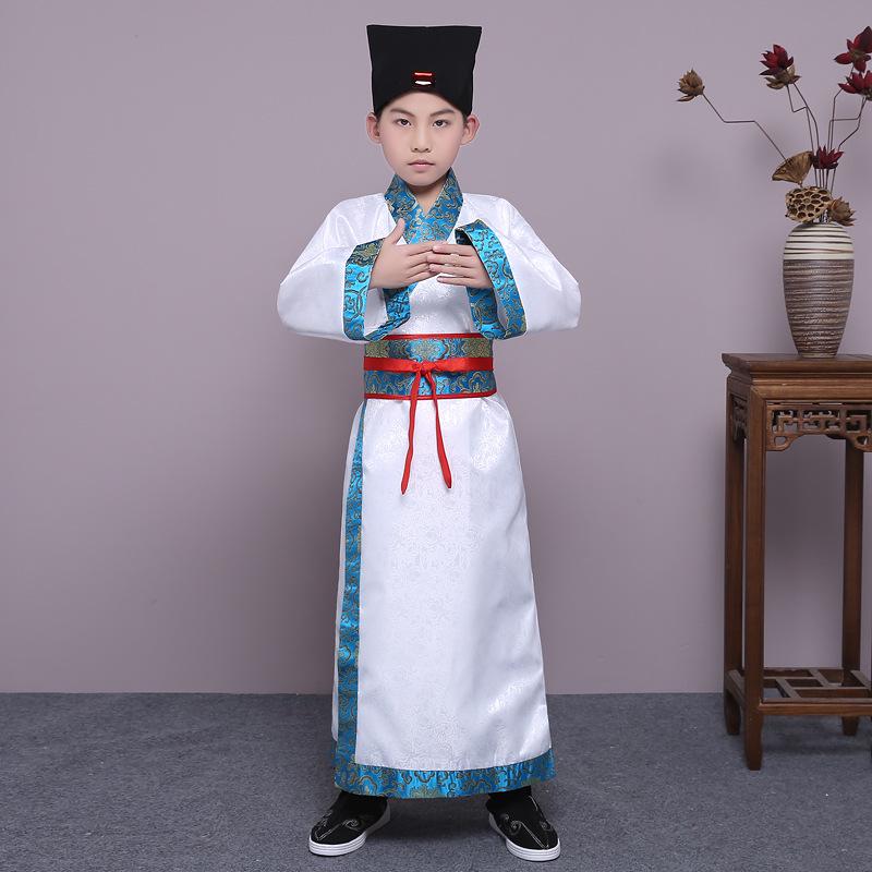 Tradisjonell Hanfu lærerkjole for småbarn - Barnes antikk kostyme for Guoxue-klasse og resitasjonsfremføring