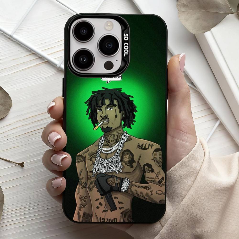 YoungBoy Never Broke Again Tour Phone Case For iPhone17,16,15,14,13,12,11 Plus,Pro Max Black Candy silver phone case