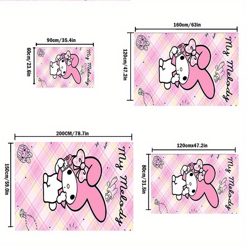 1pc Sanrio Kuromi Mermaid Printed Office Carpet Rectangle Rug Under The Table,Perfect Room Decor for Living Room, Bedroom, Kitchen, Non-slip Floor Mat