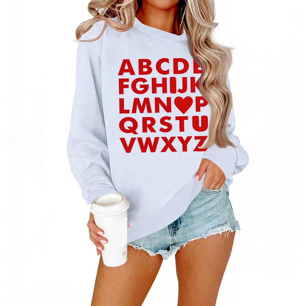 Ladies' Casual Women's Printed Round Neck Pullover Hoodie