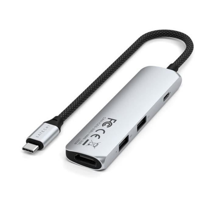 Hub USB-C Multiport - Satechi - Argent - 4K HDMI - 10Gbps - Power Delivery 100W