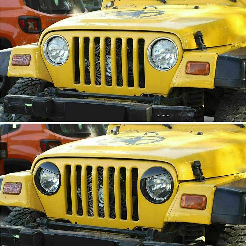 Embellecedor de Cubierta Decorativa de Visera de Faro Delantero para Jeep Wrangler TJ 1997-2007 Estilo Automotriz Accesorios Exteriores