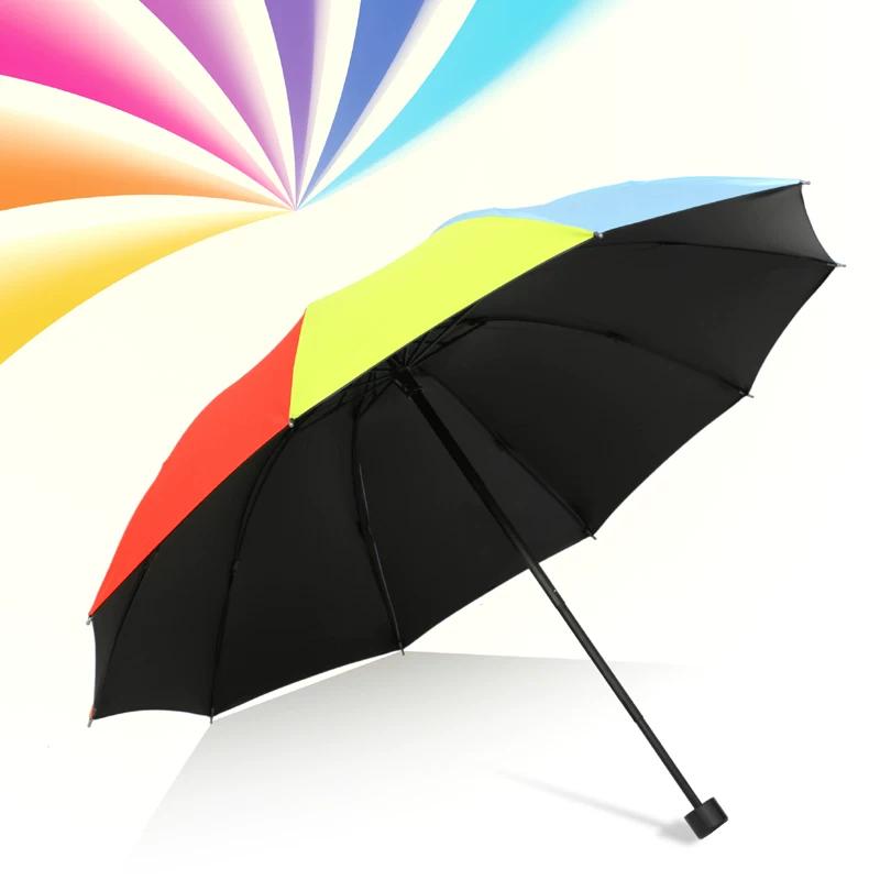 Black Rubber Female Student Foldable Automatic Sunshade Large Umbrella