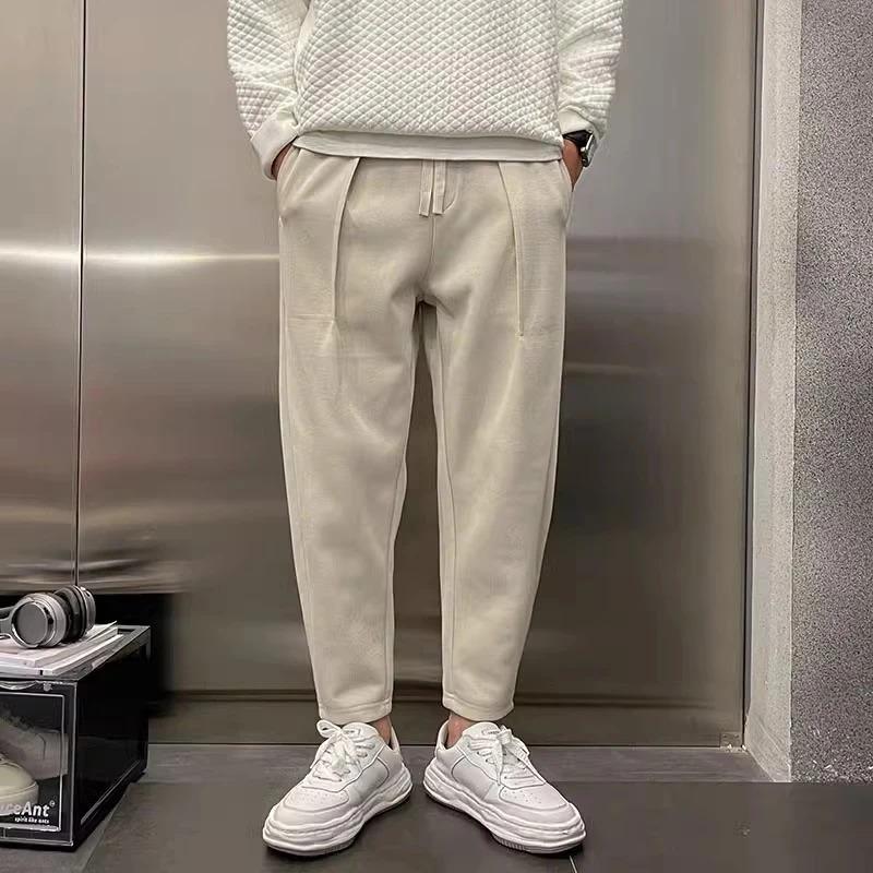 Herren Trendige Jogginghose Herbst Winter Neuer Stil Plus Samt Verdickt Kordelzug Locker Gerade Hose Amerikanische Freizeit Hose