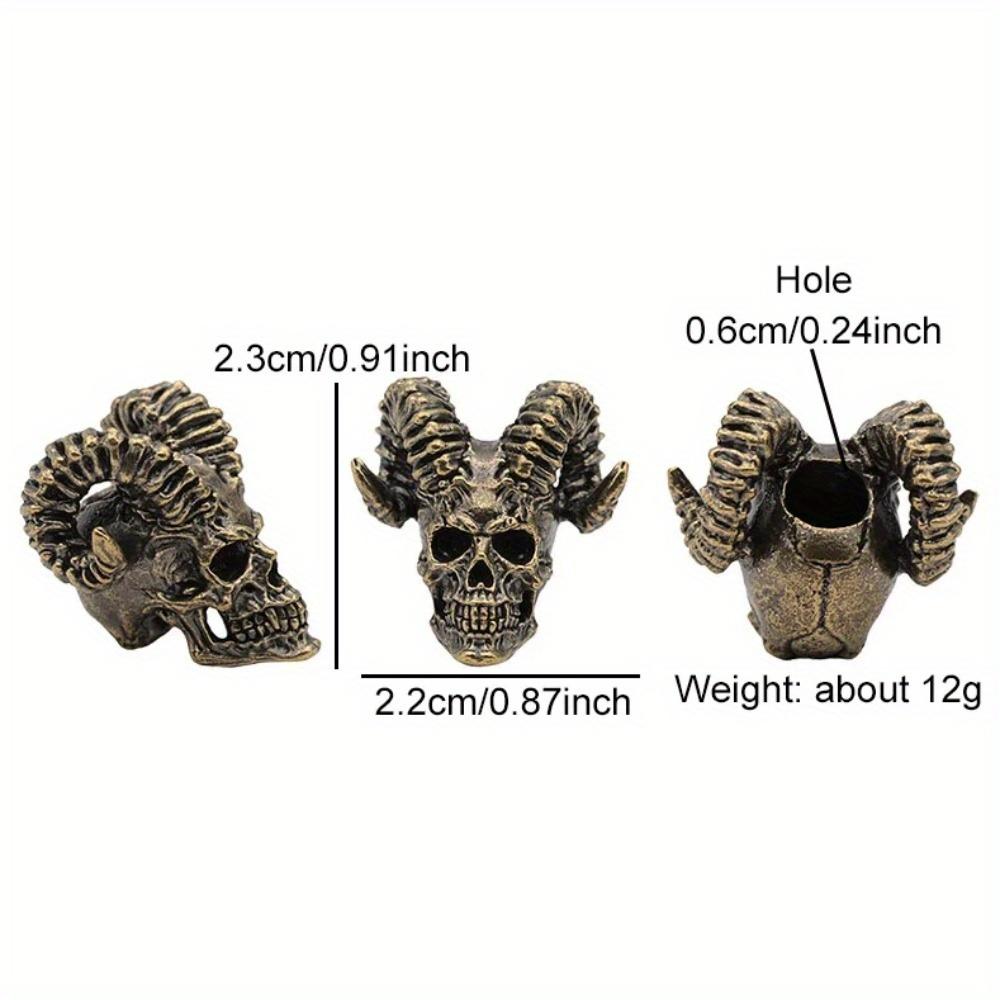 Goat Horn Skull Head Brass Knife Beads EDC Outdoor DIY Accessories Woven Lanyard Pendants Jewelry Punk Bracelets Charms