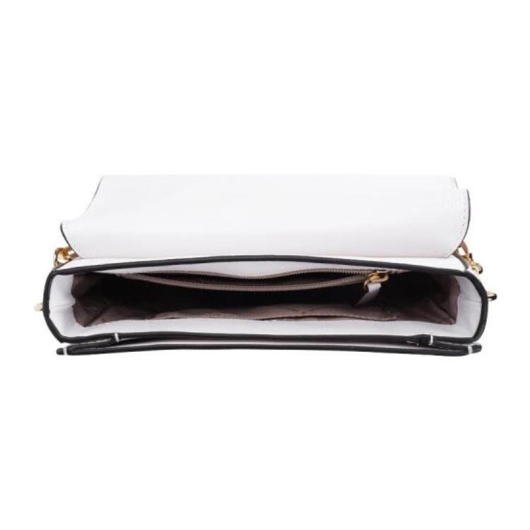 New MICHAEL KORS Carmen Cow Leather Envelope Bag, Crossbody Bag, Shoulder Bag Women's White 35S2GNML2L-WHITE
