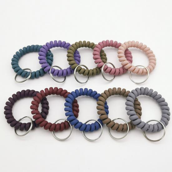 5 Stück Armband-Schlüsselanhänger Umweltfreundlicher Dehnbarer Kunststoff Flexibles Spiral-Handgelenkband für Kinder