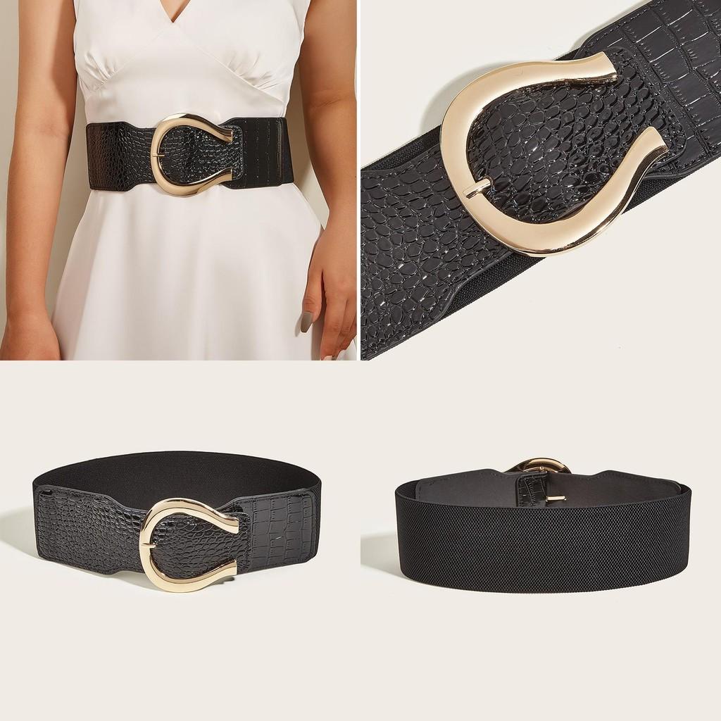 Buckle Fashion Gold Decoration Women Casual Wide Waist Belt For Use Daily