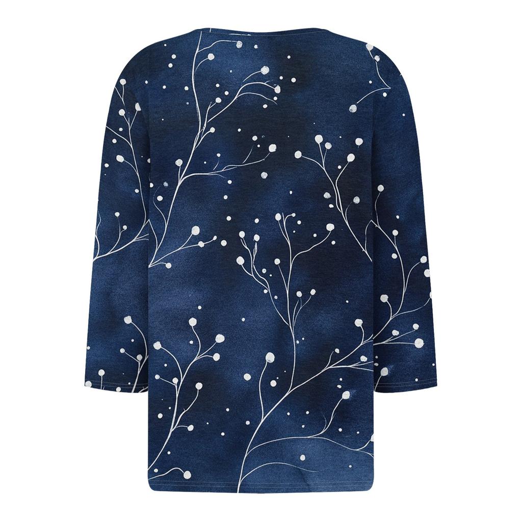 Women's Neck Vintage Floral Print Ribbed Short Sleeve T-Shirt Top